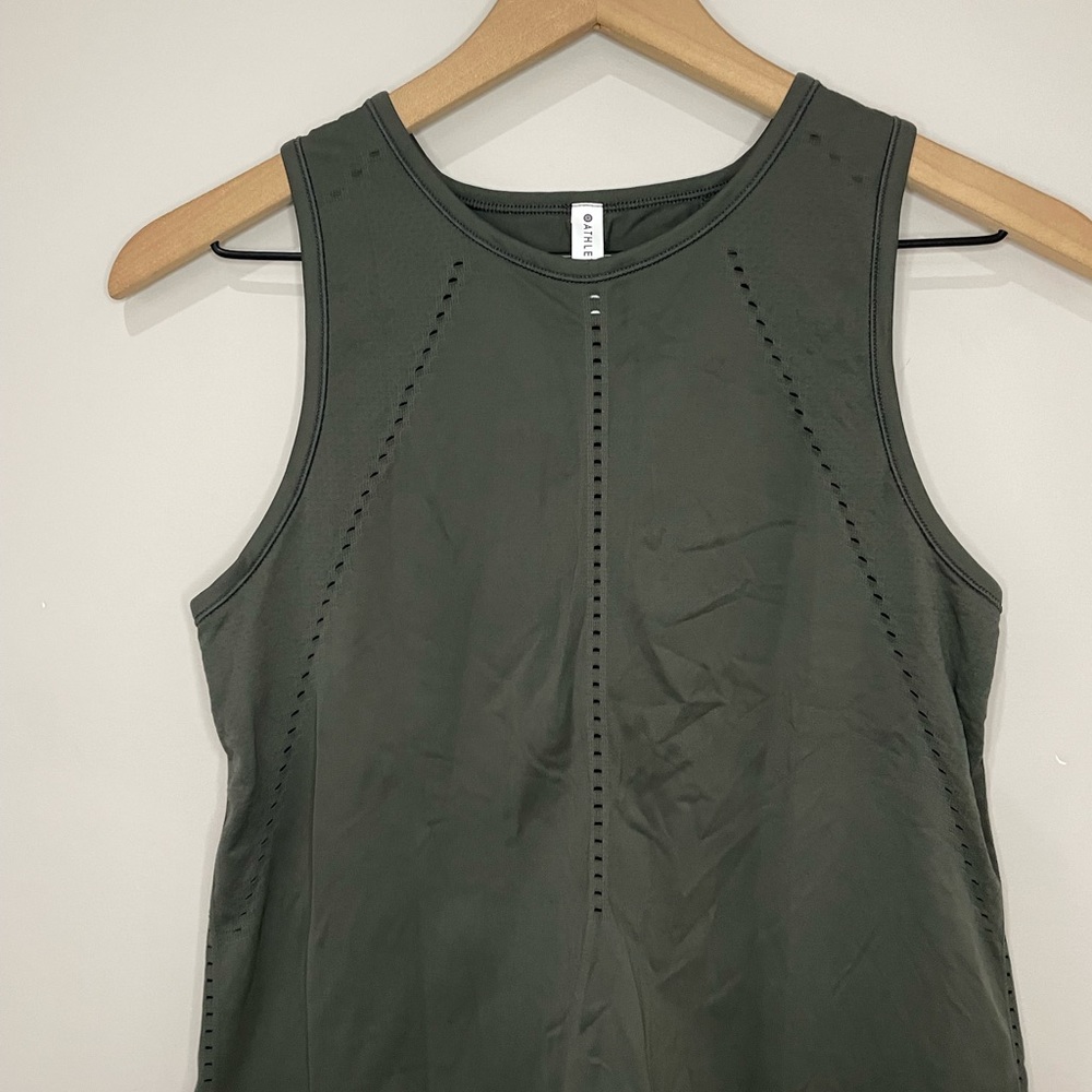 Athleta Foothill Perforated Split Back Olive Gree… - image 2